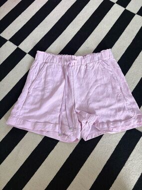 LOFT Light Pink Drawstring Linen-Blend Athletic Shorts
